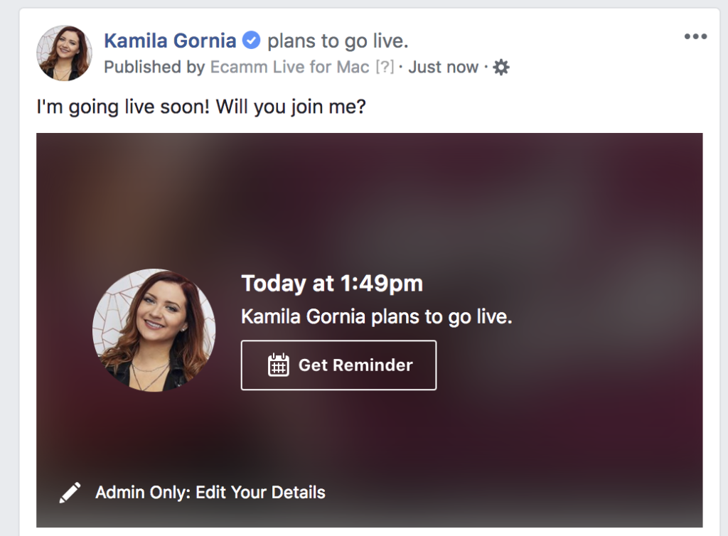 scheduled facebook live video